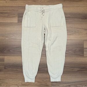 Barefoot Dreams Cream Knit Drawstring Joggers